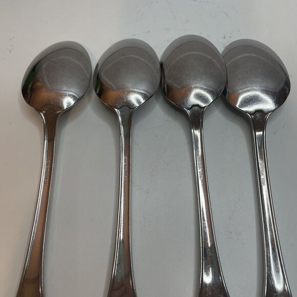 SET OF 4 ONEIDA MIDTOWNE STAINLESS STEEL 6-7/8" OVAL SOUP/PLACE SPOONS - Picture 5 of 7